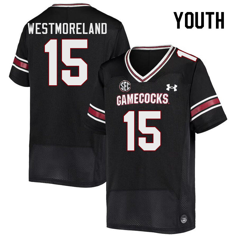 Youth #15 Donovan Westmoreland South Carolina Gamecocks 2023 College Football Jerseys Stitched-Black